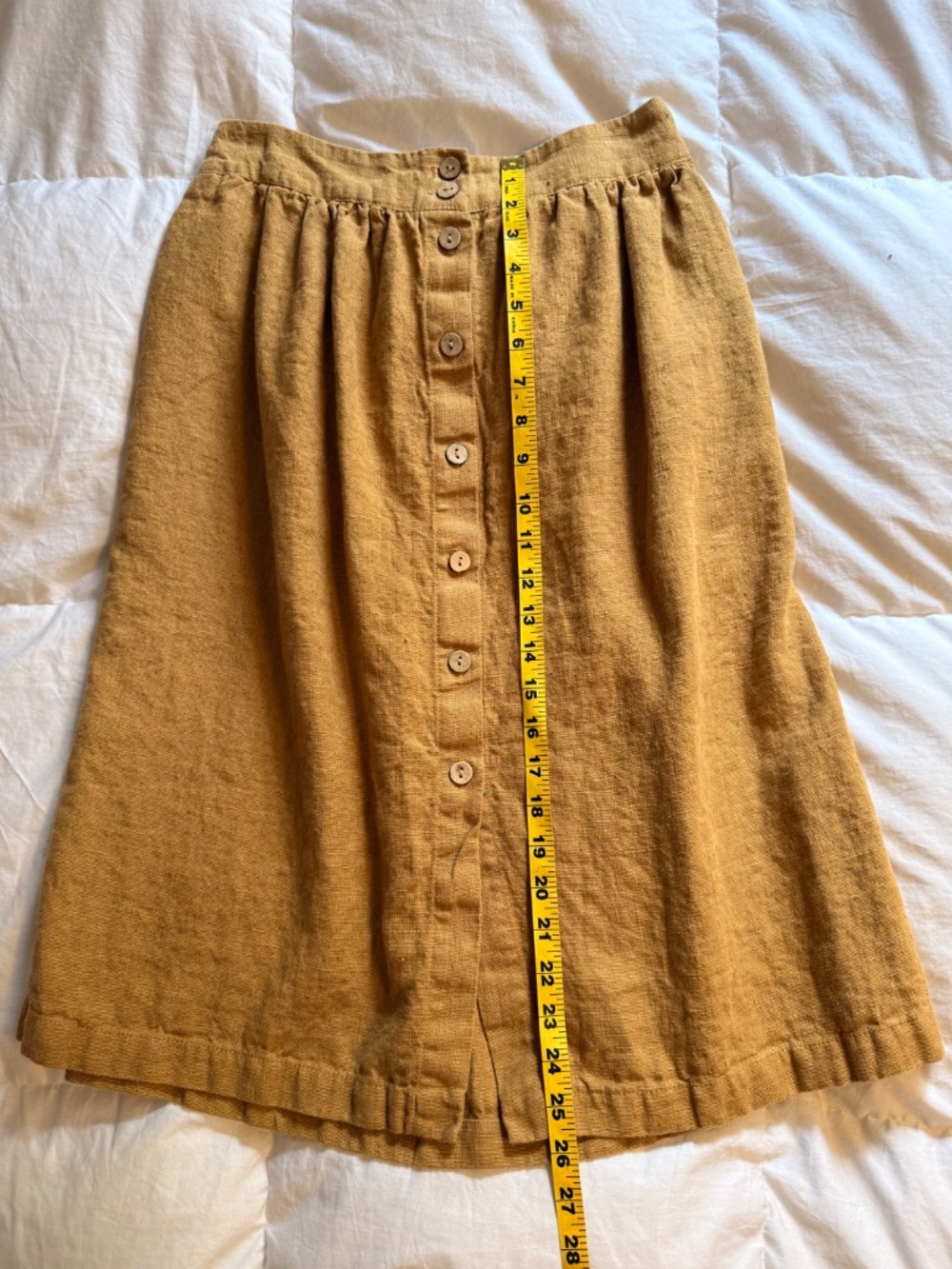 Linen Mill High-Waist Heavy Linen Button-Front Skirt | Honey Gold | M/L - Picture 4 of 7